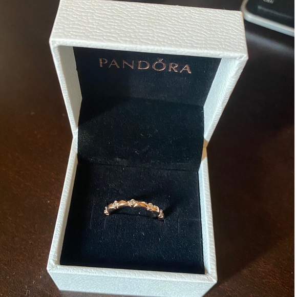 New Pandora Rose Gold Flower Petals Ring 52(6)